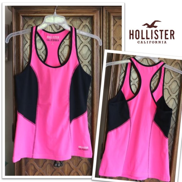 Hollister Tops - 3/$10 Hollister California Color Block Racerback Tank Top - Hot Pink/ Black